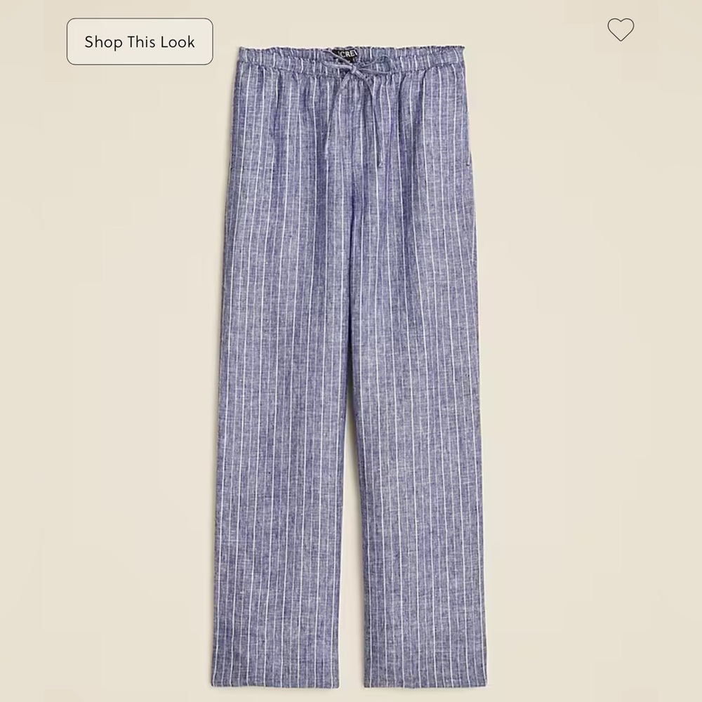 Jcrew Soleil Linen Pant in Blue Stripe
